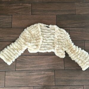 BCBG Rabbit fur shrug size L
